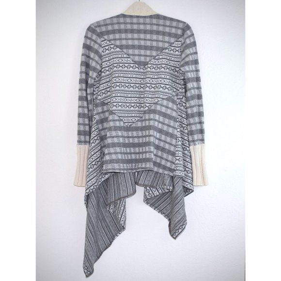 Anthropologie Tiny Intarsia Fair Isle Open Cardigan S Cotton Gray Long Sleeve - Picture 6 of 7